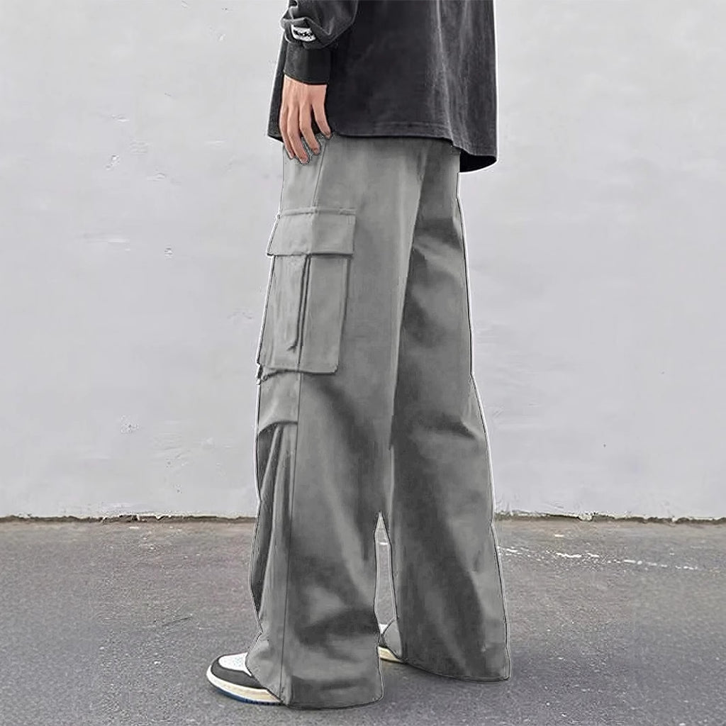 Mid-rise Wide-leg Parachute Pants Casual Slimming Workwear Trousers