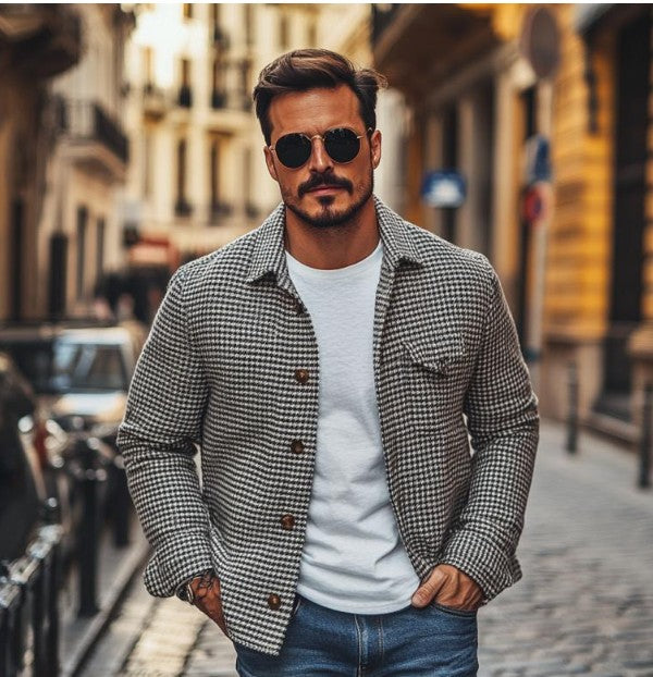 Mens 3D Digital-print Loose-fit Jacket