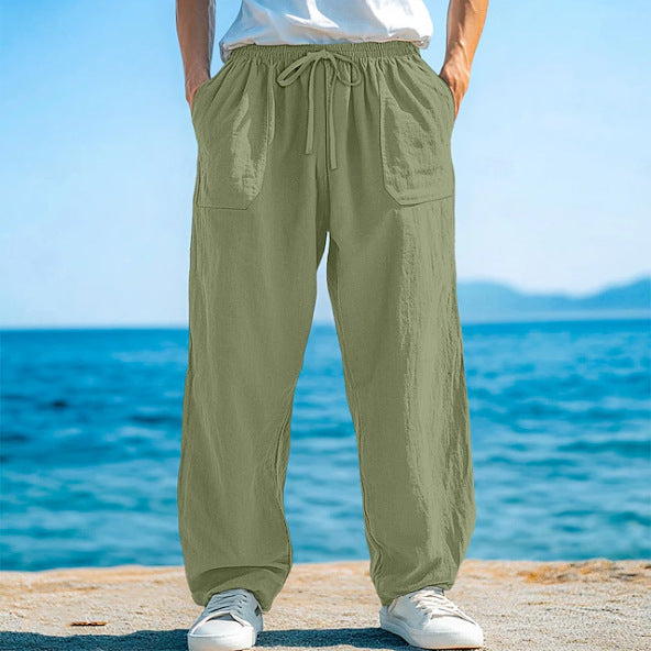 Loose-fitting Casual Pants With A Drawstring And Front Pockets
