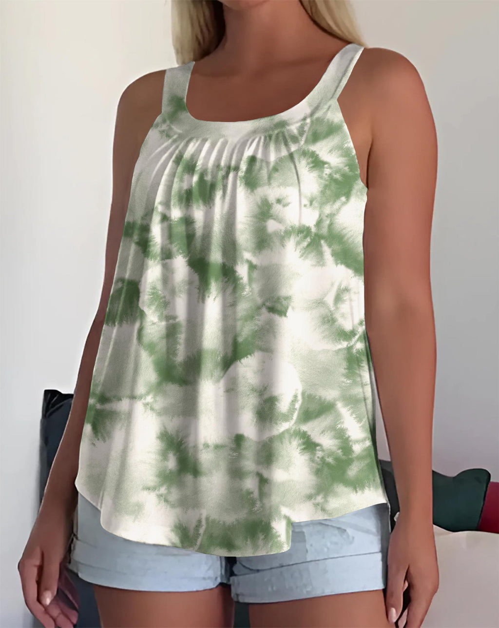 Womens Strappy Casual Sleeveless Tank Top With 3D Digital Graffiti Print