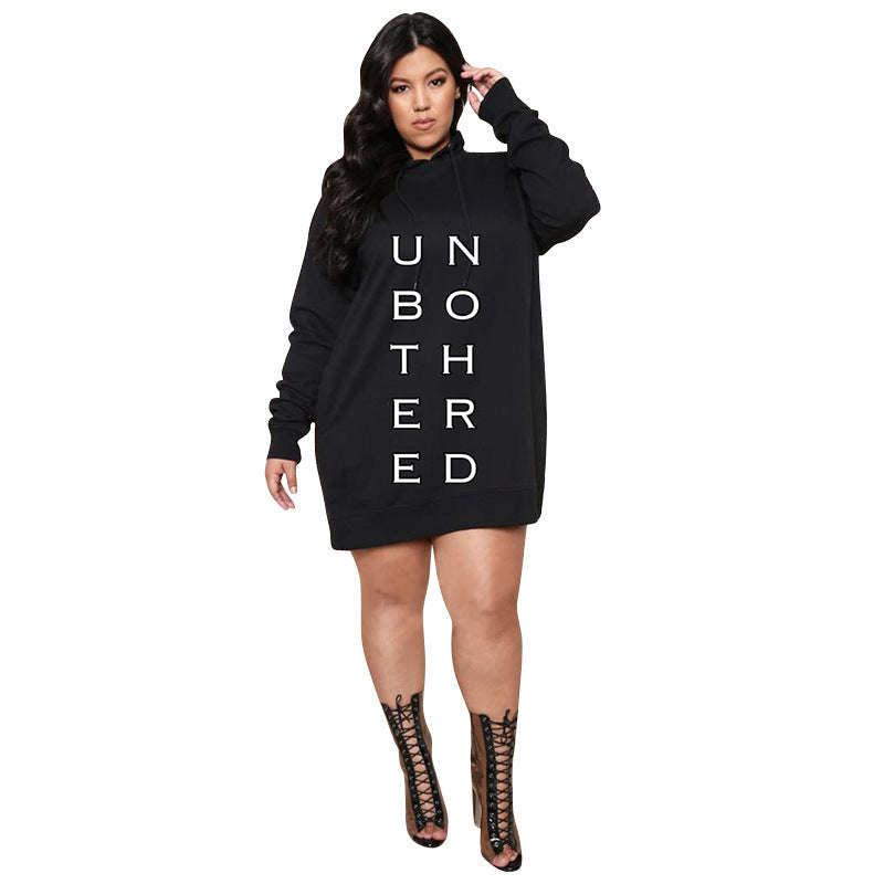 Plus Size Dresses for Women Letter Print Hoodie Casual Loose Mini Dress Sweat Suits Spring Clothes PLAYAAS CULTURE 