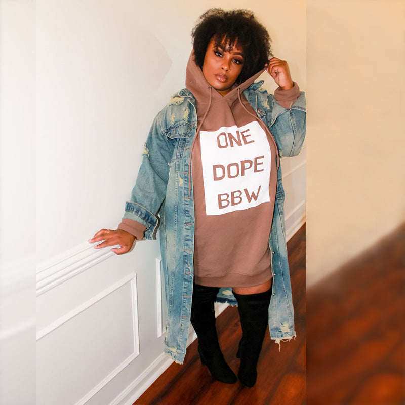Plus Size Dresses for Women Letter Print Hoodie Casual Loose Mini Dress Sweat Suits Spring Clothes PLAYAAS CULTURE 