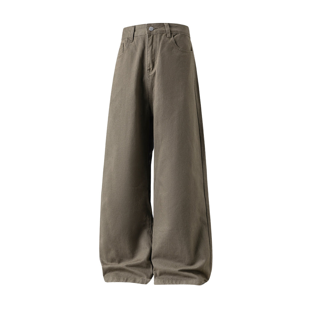 Textured Pure-cotton Slightly Elastic Trendy Vintage-style Trousers