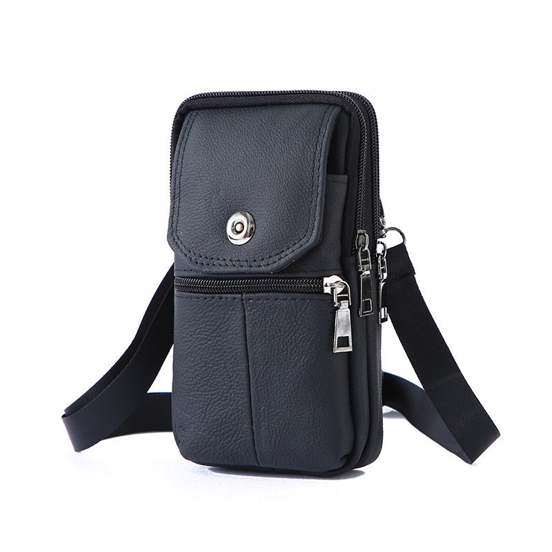 Leather Mobile Phone Shoulder Covers, Men's Belt Bags, Vertical Holster Belt Clip Pockets, Carrying Cases With Card Slots