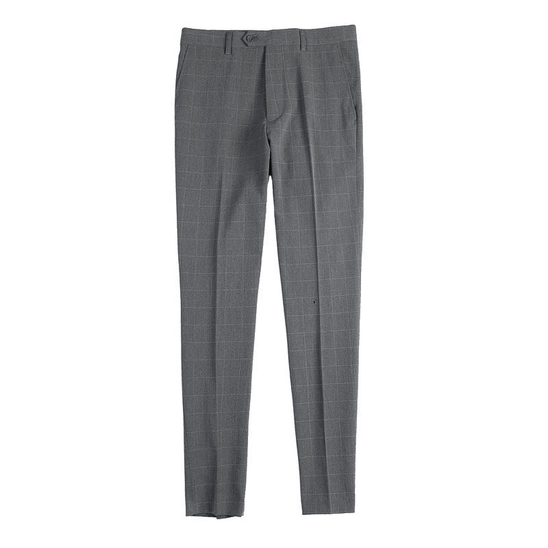 Textured Plaid Dress Pants In A Korean-style Slim-fit