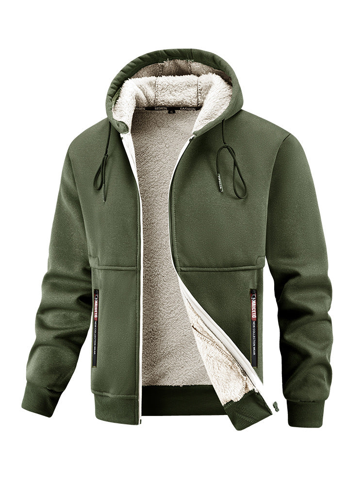 Mens Thickened Winter Outdoor Lambswool Jacket