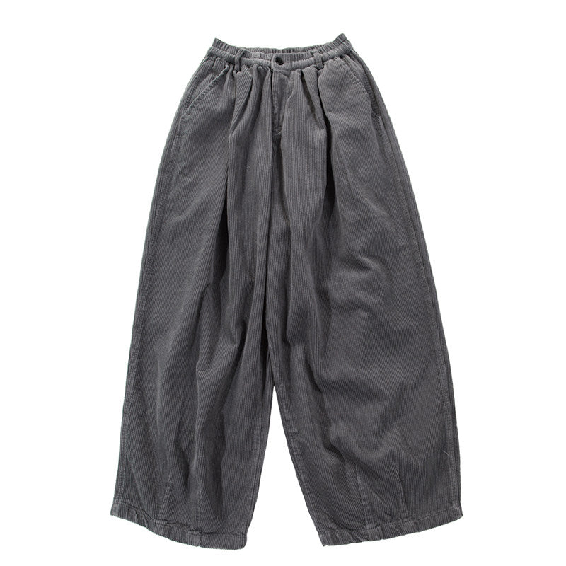 Men’s Retro Corduroy Cargo Pants – Wide Leg Autumn Winter Trousers