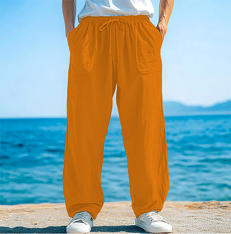 Loose-fitting Casual Pants With A Drawstring And Front Pockets