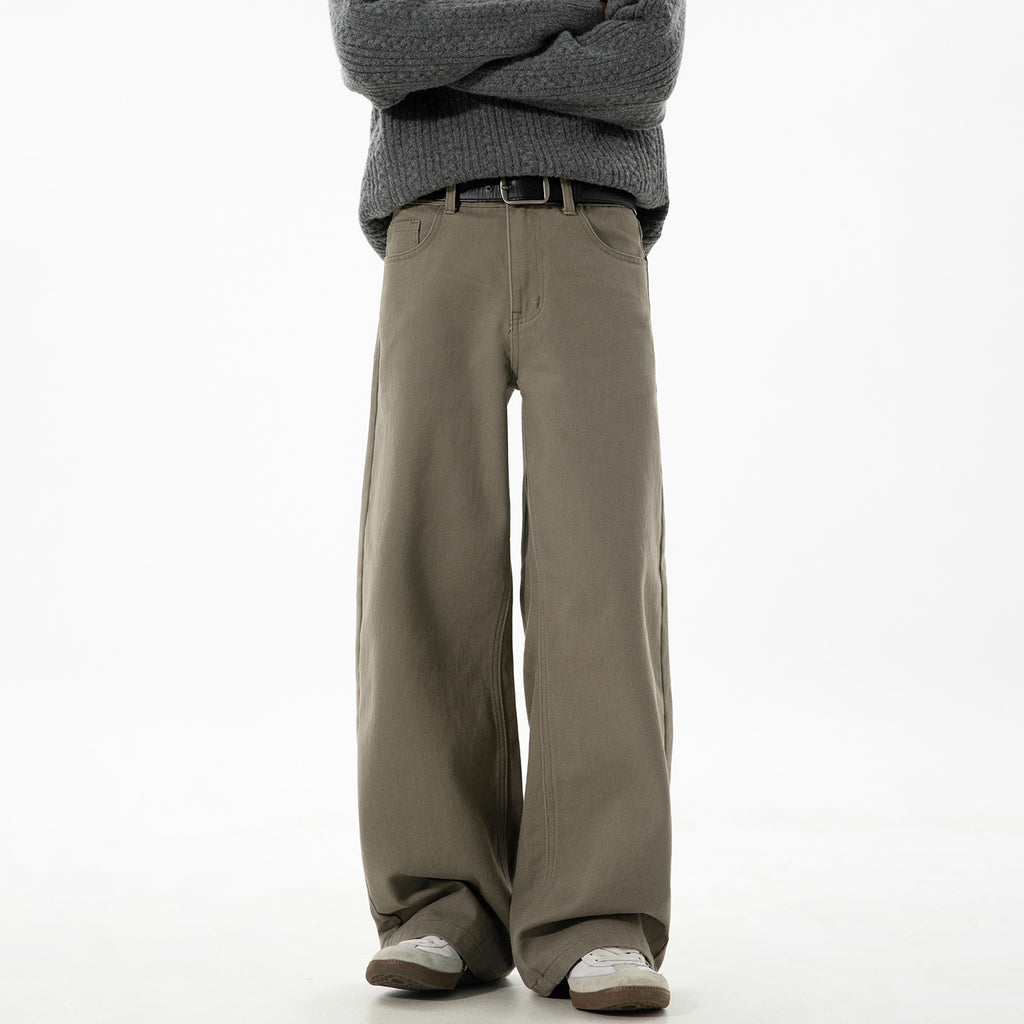 Textured Pure-cotton Slightly Elastic Trendy Vintage-style Trousers