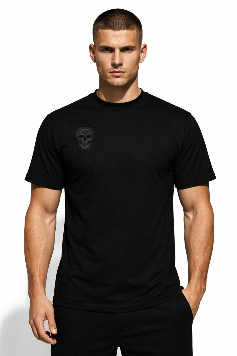 PLAYAAS CULTURE Blackpressure white t-shirt front view skull logo