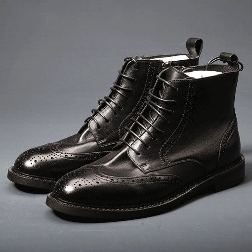 Mens Trendy Casual Thick-soled Leather Boots