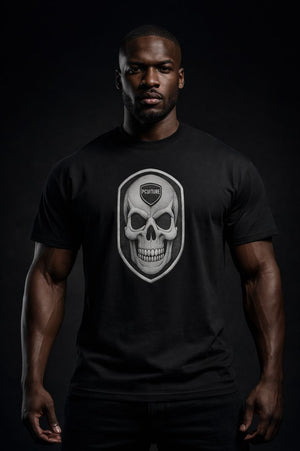 Dominion Skull Tee by PLAYAAS CULTURE featuring bold skull crest graphic and premium streetwear design