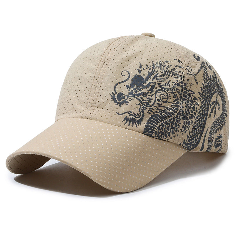 Hat Men's Chinese Style Printed Dragon Baseball Cap Polyester