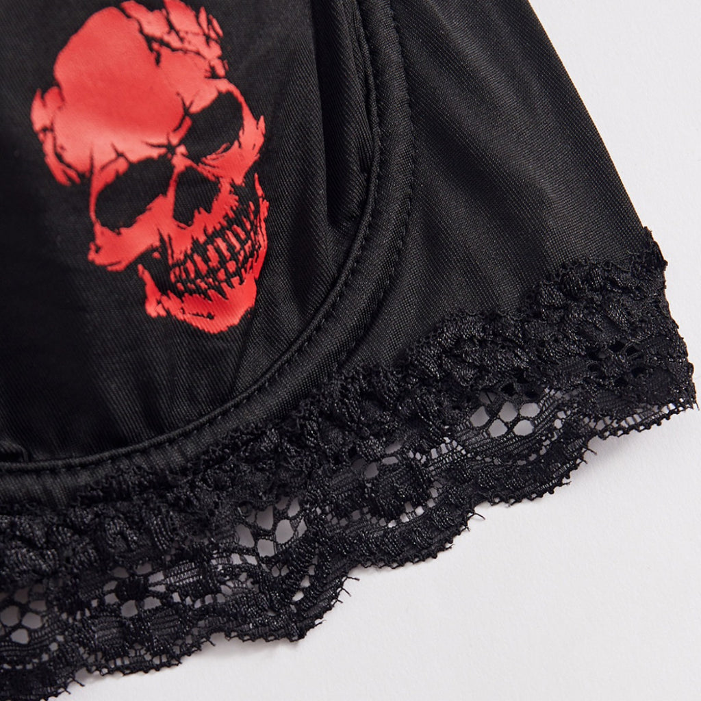 Women's Skull Print Contrast Color Fashion Bra – Stylish Sports Bra