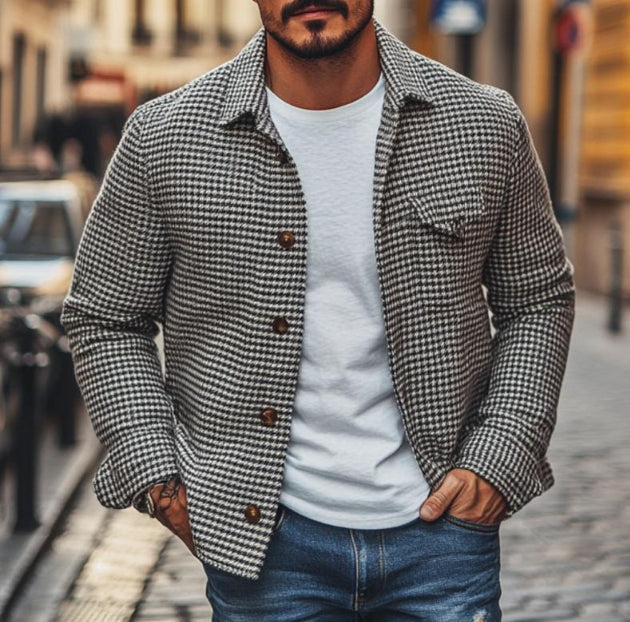 Mens 3D Digital-print Loose-fit Jacket