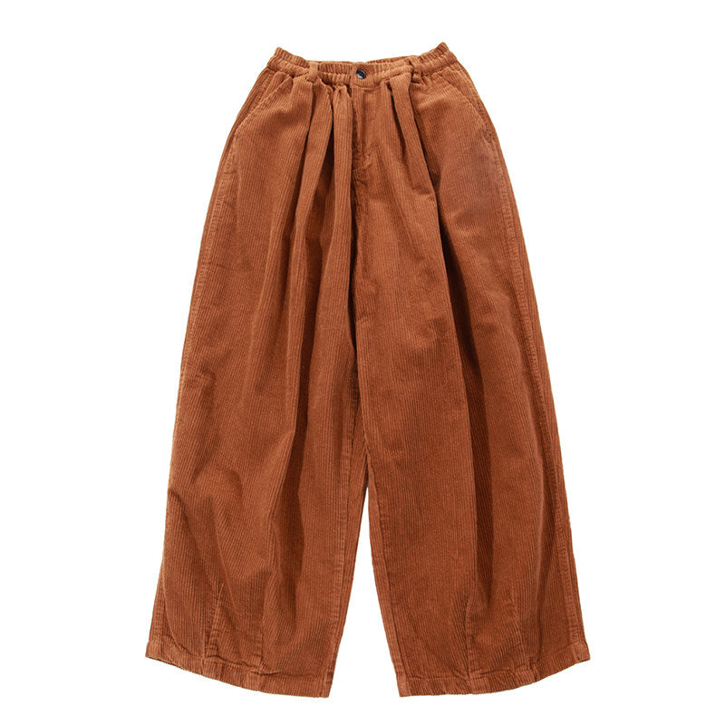 Men’s Retro Corduroy Cargo Pants – Wide Leg Autumn Winter Trousers
