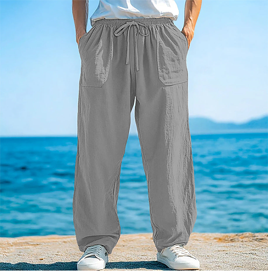 Loose-fitting Casual Pants With A Drawstring And Front Pockets