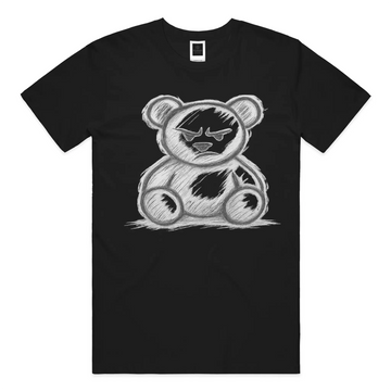 Hand-drawn teddy bear graphic t-shirt with bold sketch illustration on premium streetwear tee