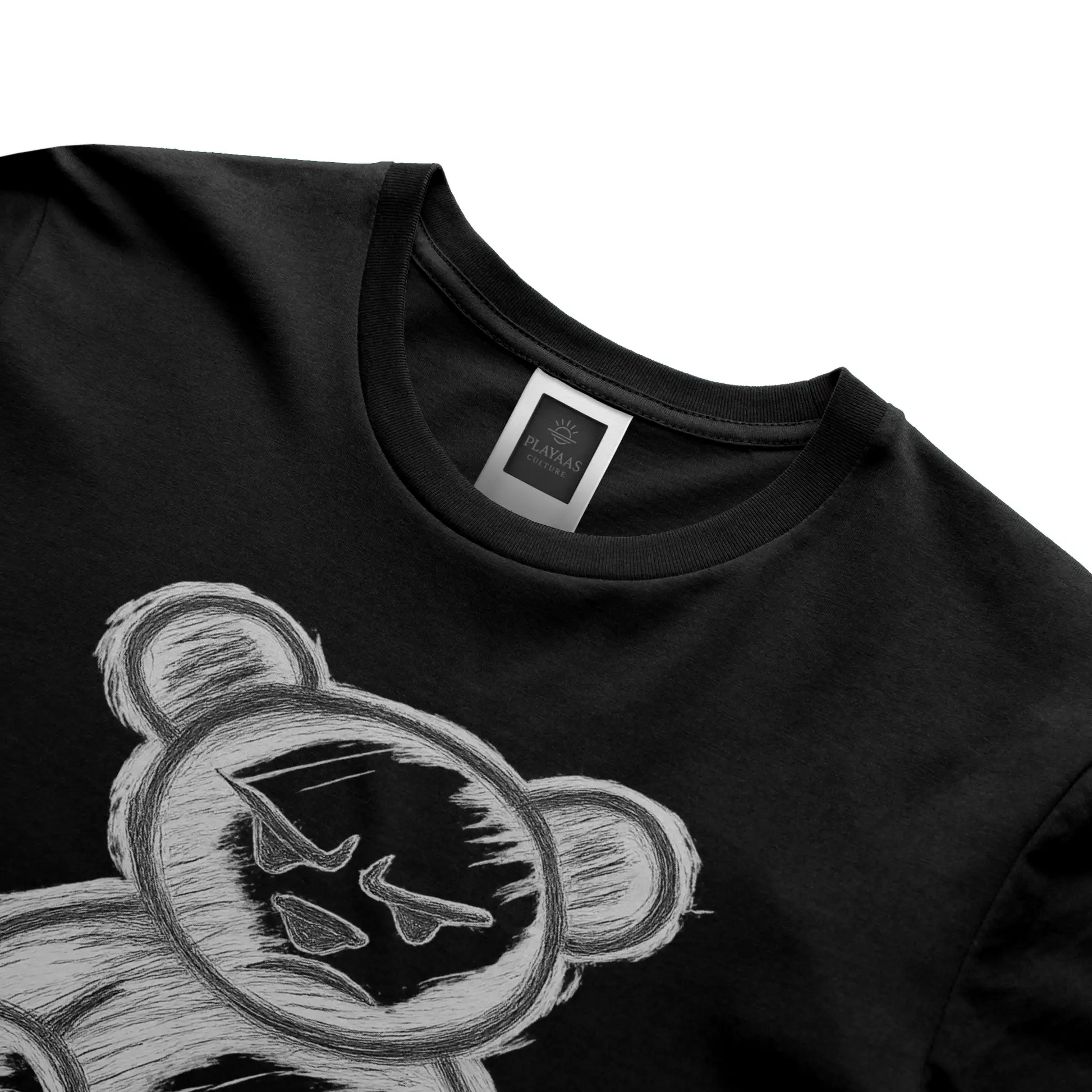 Hand-drawn teddy bear graphic t-shirt with bold sketch illustration on premium streetwear tee