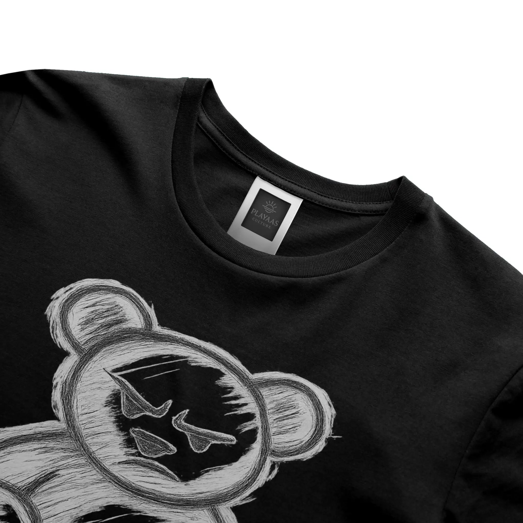 Hand-drawn teddy bear graphic t-shirt with bold sketch illustration on premium streetwear tee