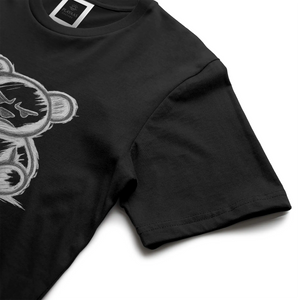 Hand-drawn teddy bear graphic t-shirt with bold sketch illustration on premium streetwear tee