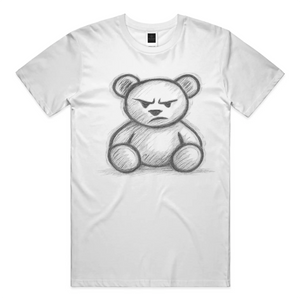 Hand-drawn teddy bear graphic t-shirt with bold sketch illustration on premium streetwear tee
