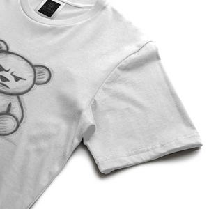 Hand-drawn teddy bear graphic t-shirt with bold sketch illustration on premium streetwear tee