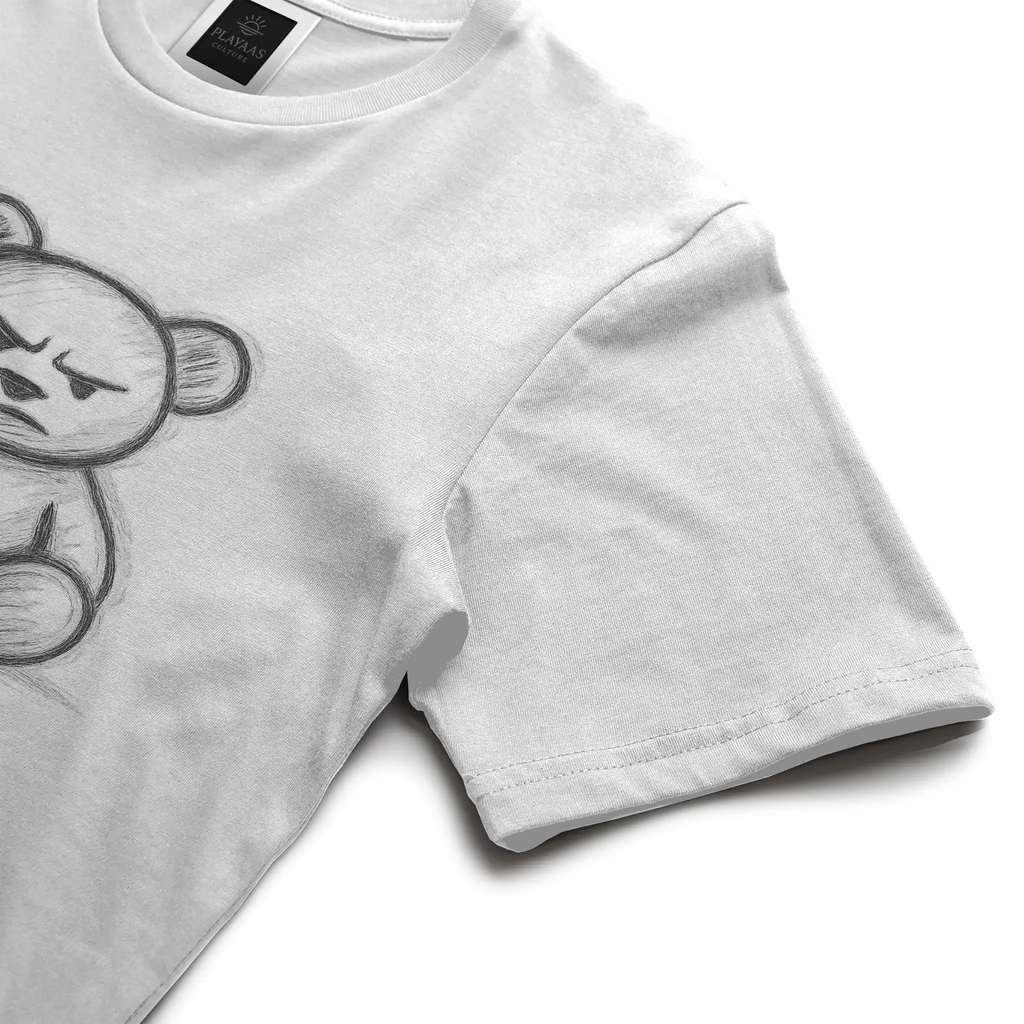 Hand-drawn teddy bear graphic t-shirt with bold sketch illustration on premium streetwear tee