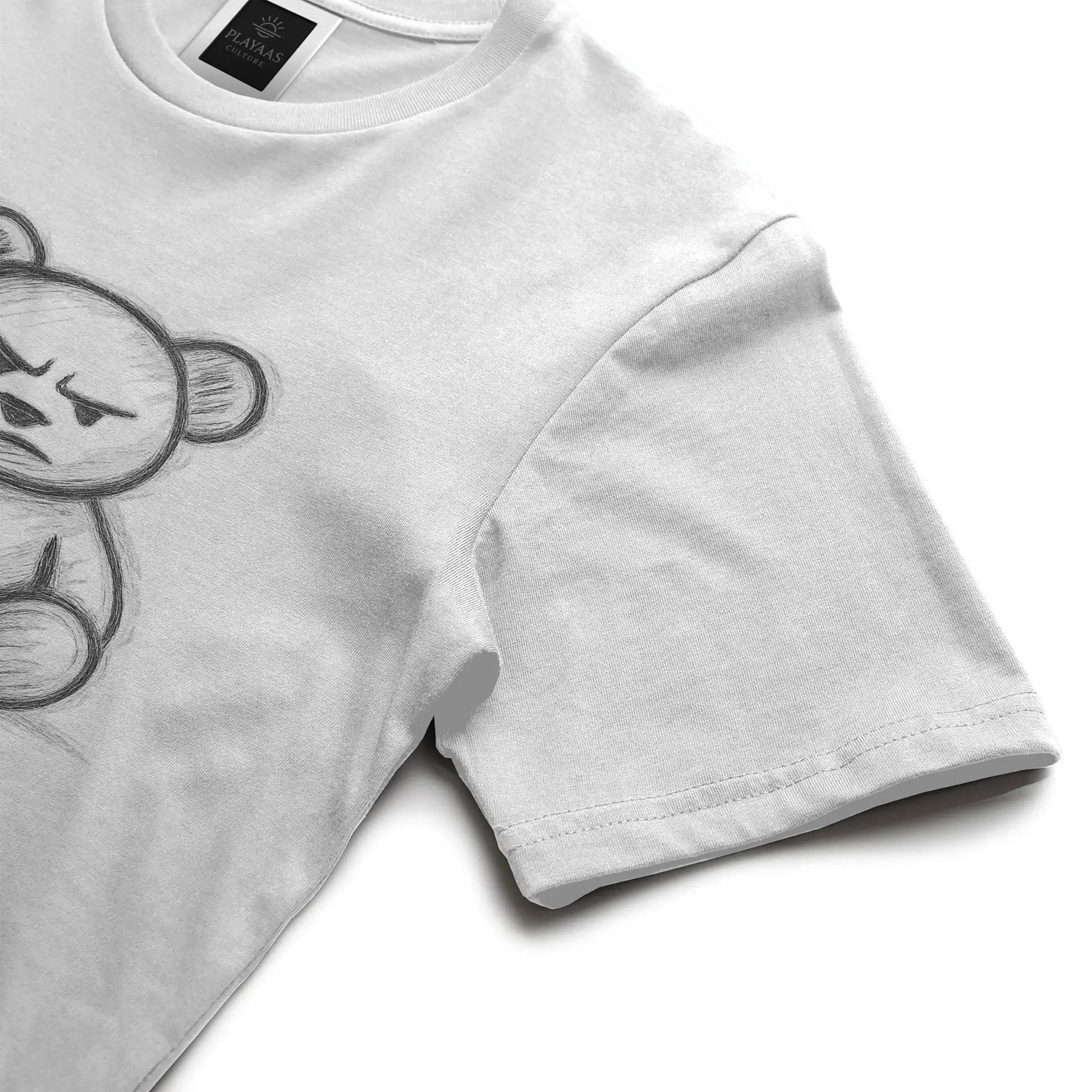 Hand-drawn teddy bear graphic t-shirt with bold sketch illustration on premium streetwear tee