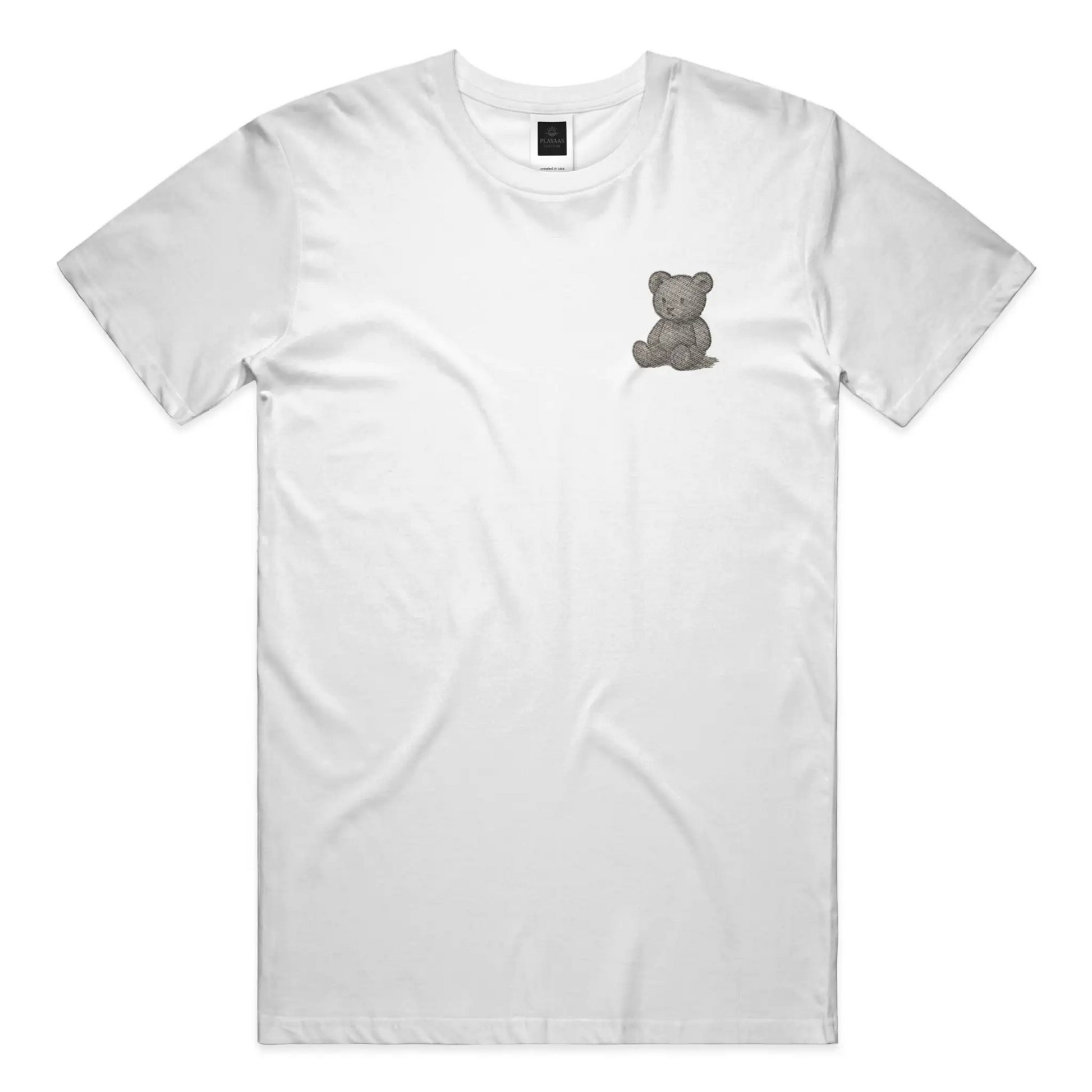 Black PLAYAAS CULTURE Raw Icon Teddy Bear Edition T-shirt with minimalist teddy bear chest graphic