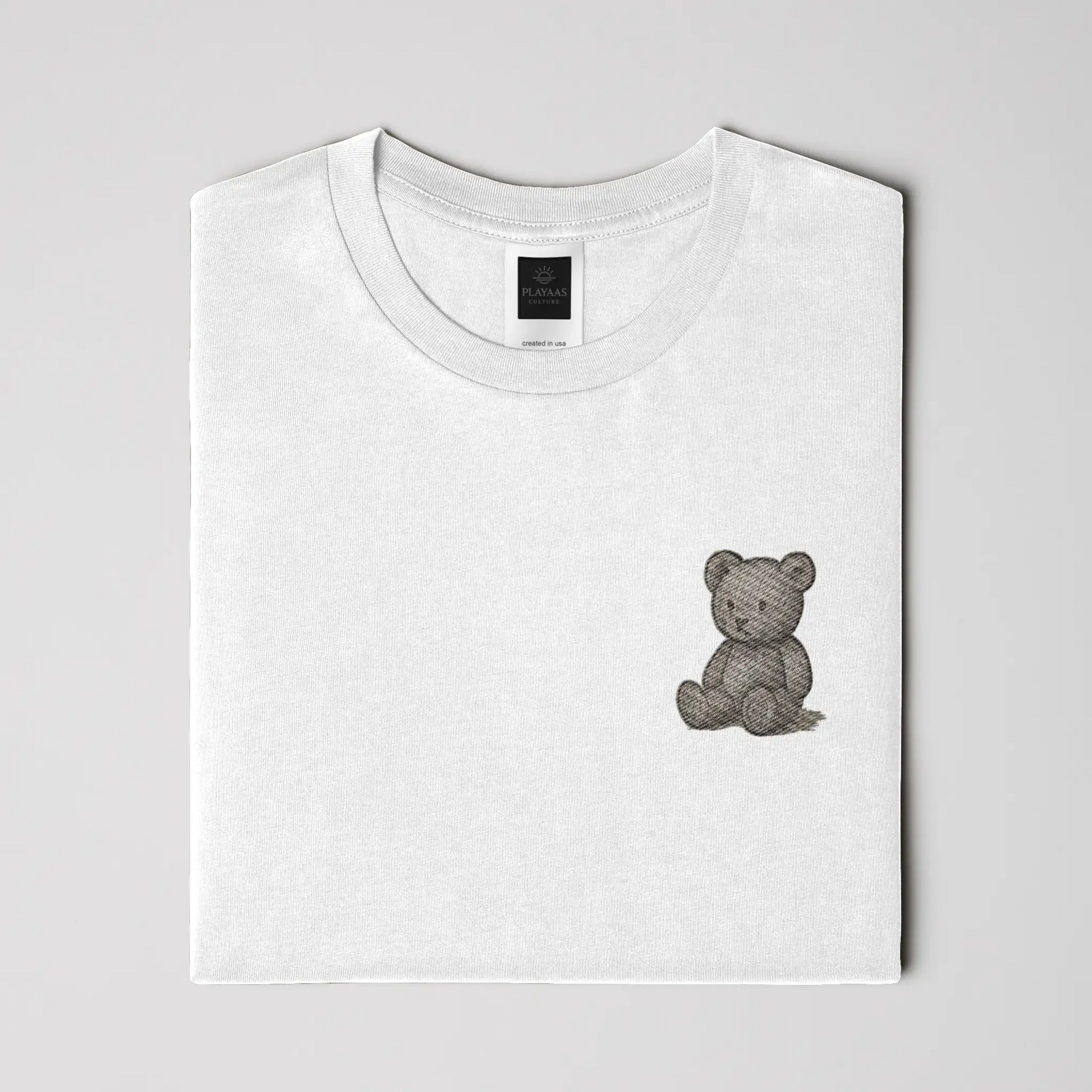 Black PLAYAAS CULTURE Raw Icon Teddy Bear Edition T-shirt with minimalist teddy bear chest graphic