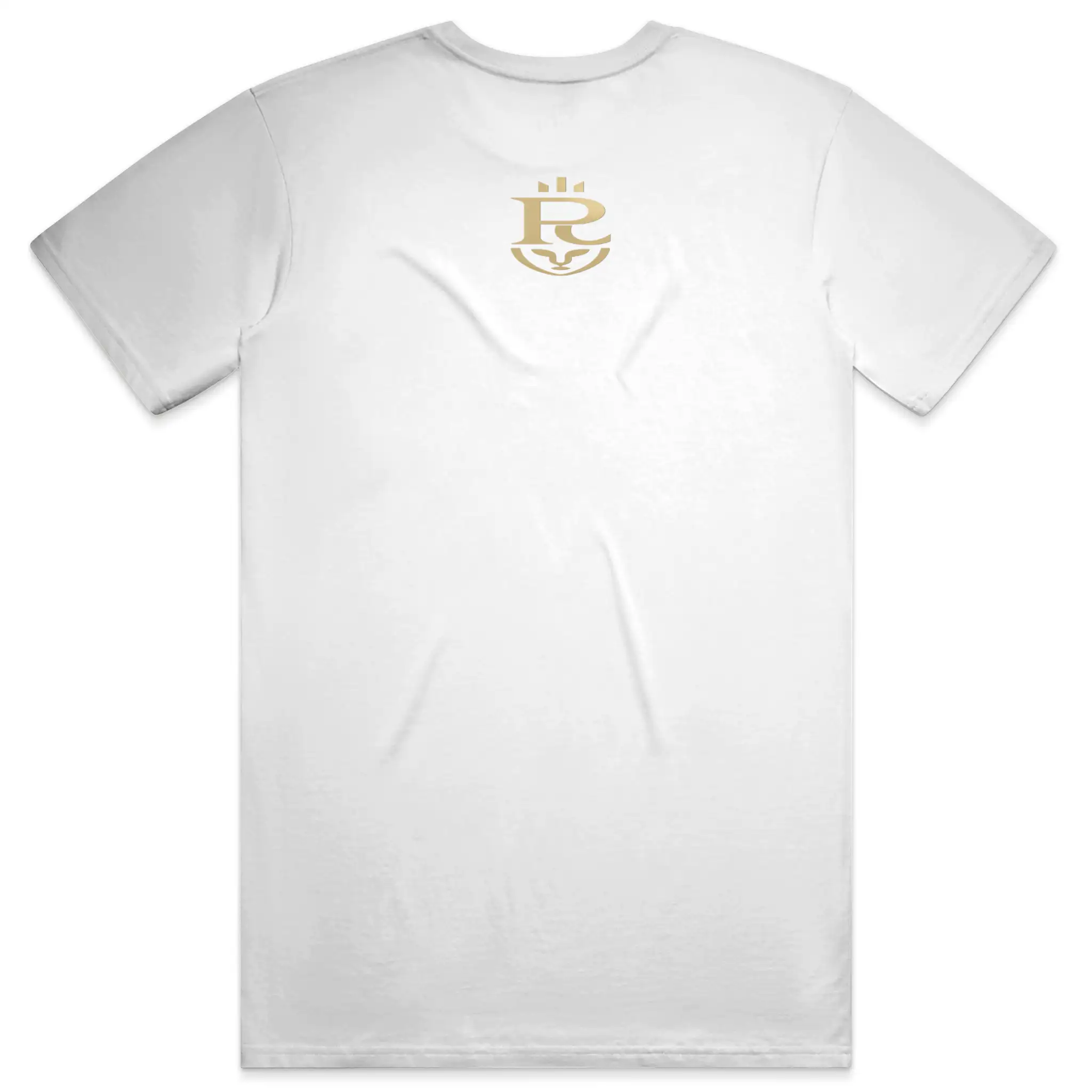 Premium minimalist teddy bear graphic t-shirt with gold crest logo on back in black and white colorways