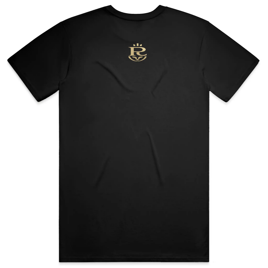 Black premium t-shirt with minimal embroidered teddy bear design on chest, modern streetwear style