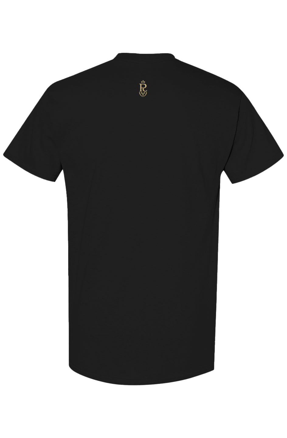 Black t-shirt with a hand-drawn teddy bear sketch graphic on the front and a small gold PLAYAAS emblem centered on the upper back.