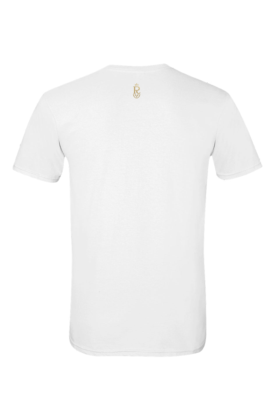 White t-shirt with a small minimalist teddy bear sketch printed on the lower front and a subtle PLAYAAS emblem on the upper back.