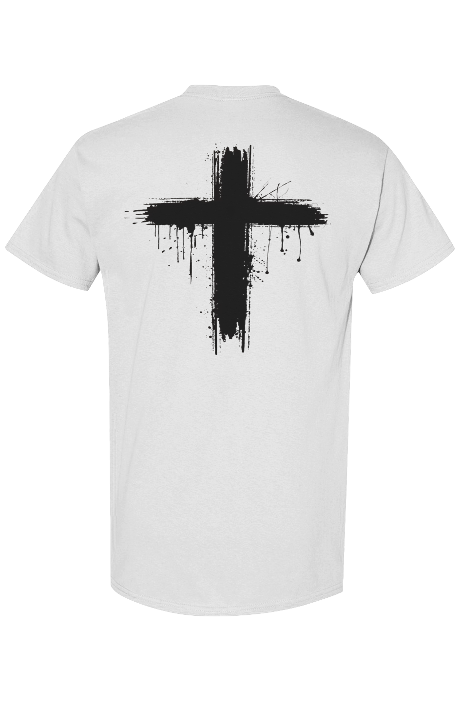 Luxury streetwear T-shirt featuring skull front graphic and dripped cross back design. PLAYAAS CULTURE® delivers bold symbolism, premium fit, and Blackpresure-driven identity.