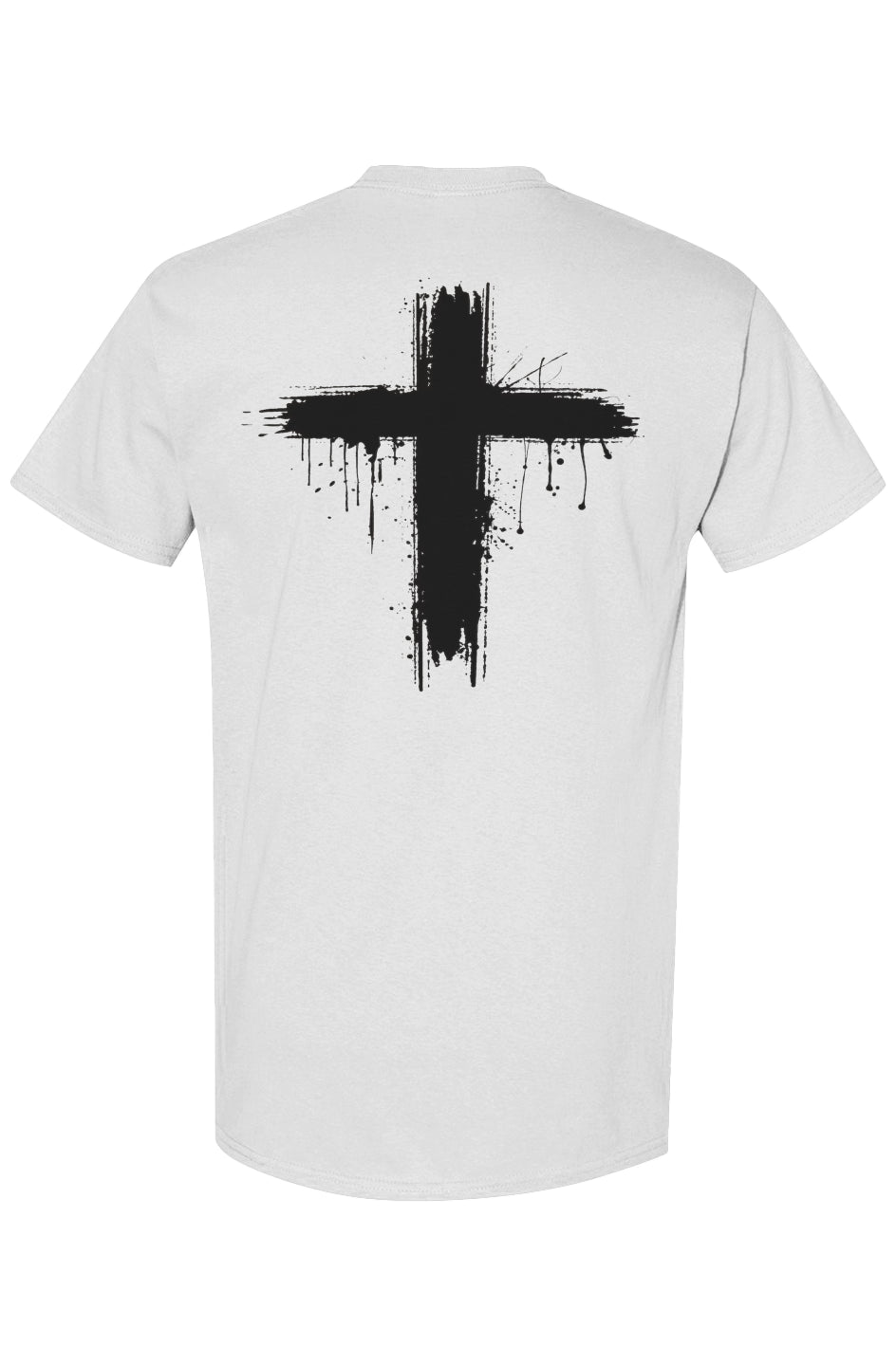 Luxury streetwear T-shirt featuring skull front graphic and dripped cross back design. PLAYAAS CULTURE® delivers bold symbolism, premium fit, and Blackpresure-driven identity.