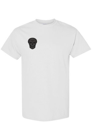 PLAYAAS CULTURE Blackpressure white t-shirt front view skull logo