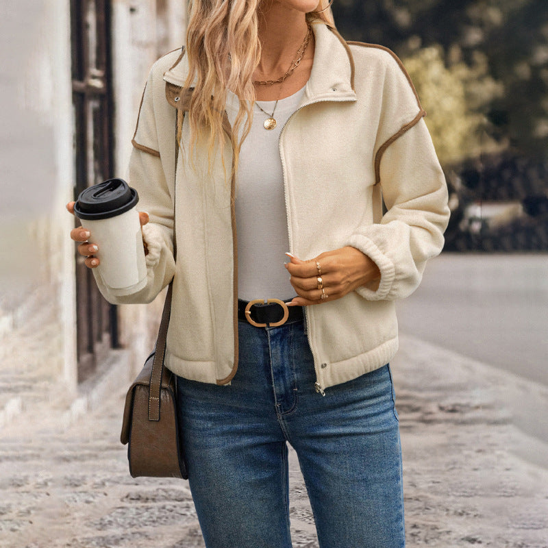 Contrast Trim Cardigan Jacket for Women – Chic Fashion Knit Jacket