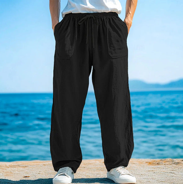 Loose-fitting Casual Pants With A Drawstring And Front Pockets