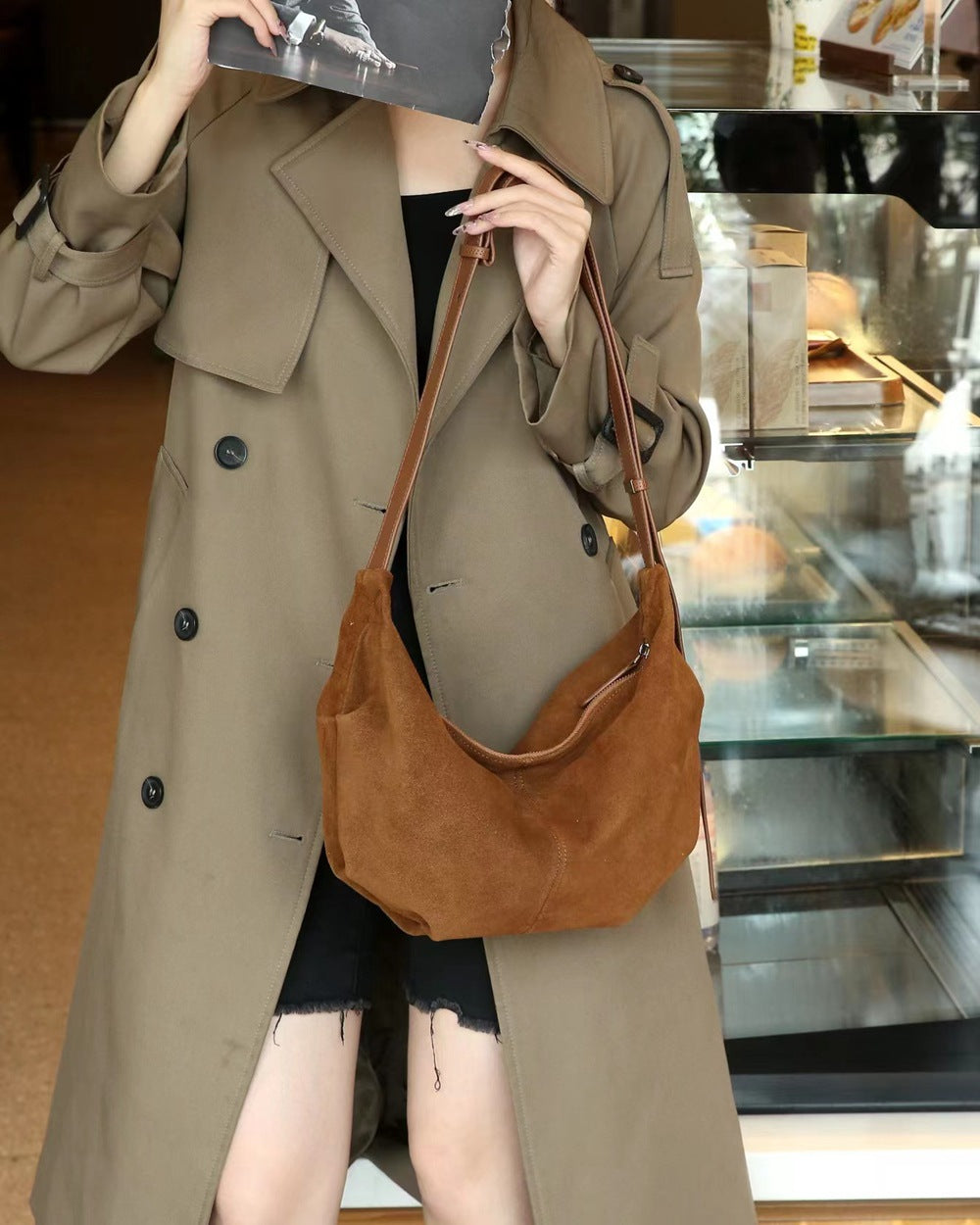 Women’s Elegant Matte Leather Crossbody Bag – Stylish Shoulder Purse