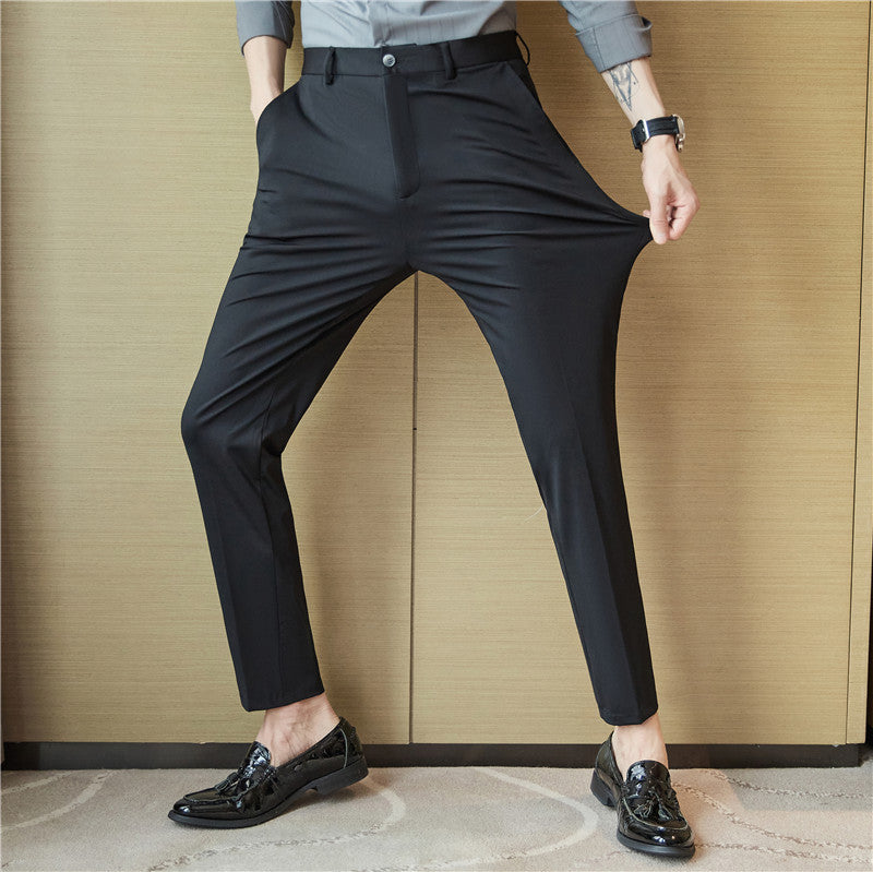 Mens Casual Solid-color Slim-fit Pants