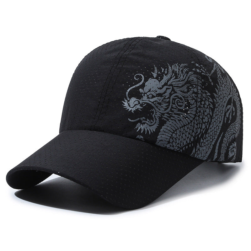 Hat Men's Chinese Style Printed Dragon Baseball Cap Polyester