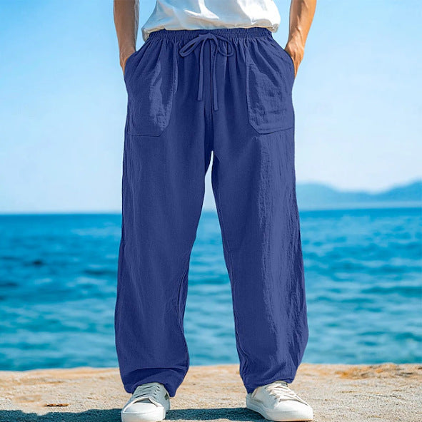 Loose-fitting Casual Pants With A Drawstring And Front Pockets