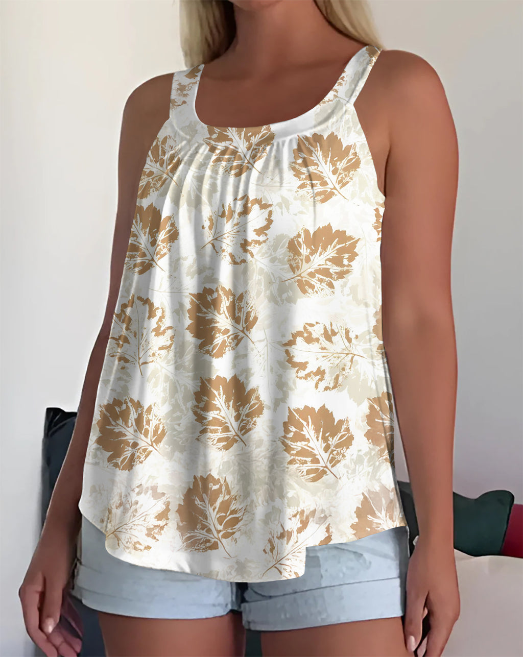 Womens Strappy Casual Sleeveless Tank Top With 3D Digital Graffiti Print