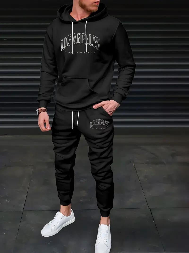 Men’s Los Angeles Hoodie Tracksuit – Casual Streetwear Sweatshirt & Jogger Set