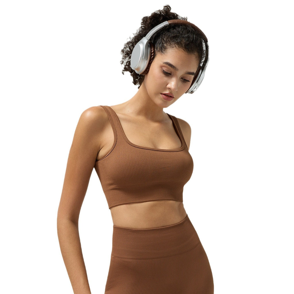 Yoga Tank Top with Built-In Bra – Women’s Back-Slimming Fitness Top