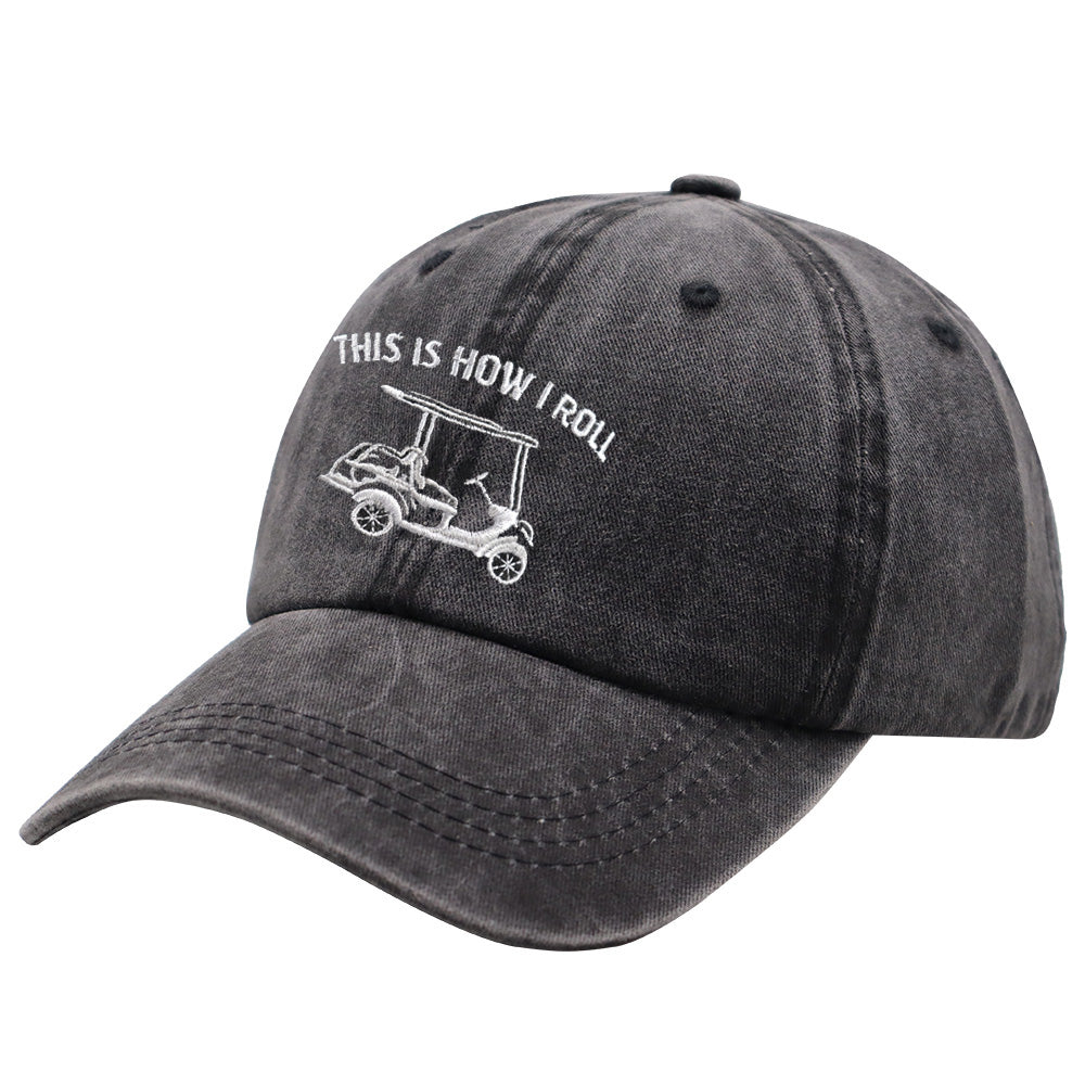 2pcs This Is How I Roll Golf Cart Hat, Funny Golfers Adjustable Cotton Denim Baseball Cap For Men Women