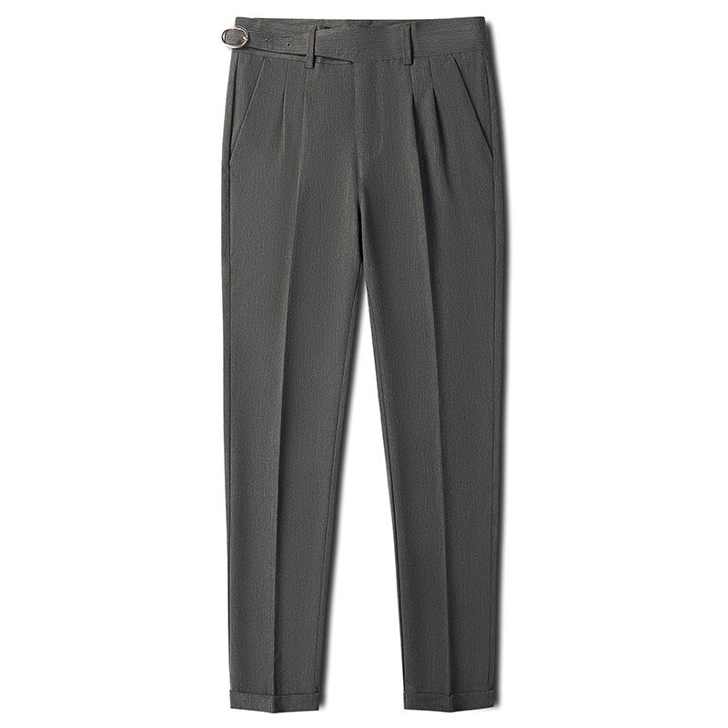 Mens Slim-Fit Straight-Leg Trousers In British Style