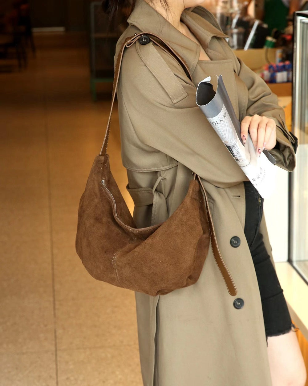 Women’s Elegant Matte Leather Crossbody Bag – Stylish Shoulder Purse